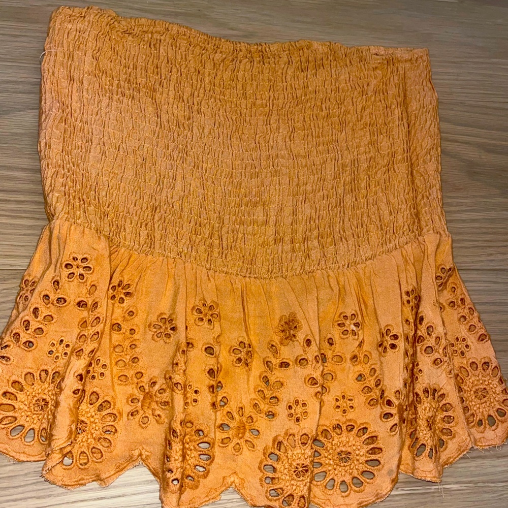 S/M orange ‘Style Envy’ ruffle tube top